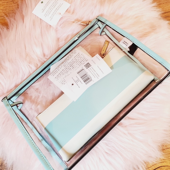 Kate spade other splash cosmetic pouch make up beauty stripe blue poolside nwt - Picture 2 of 5